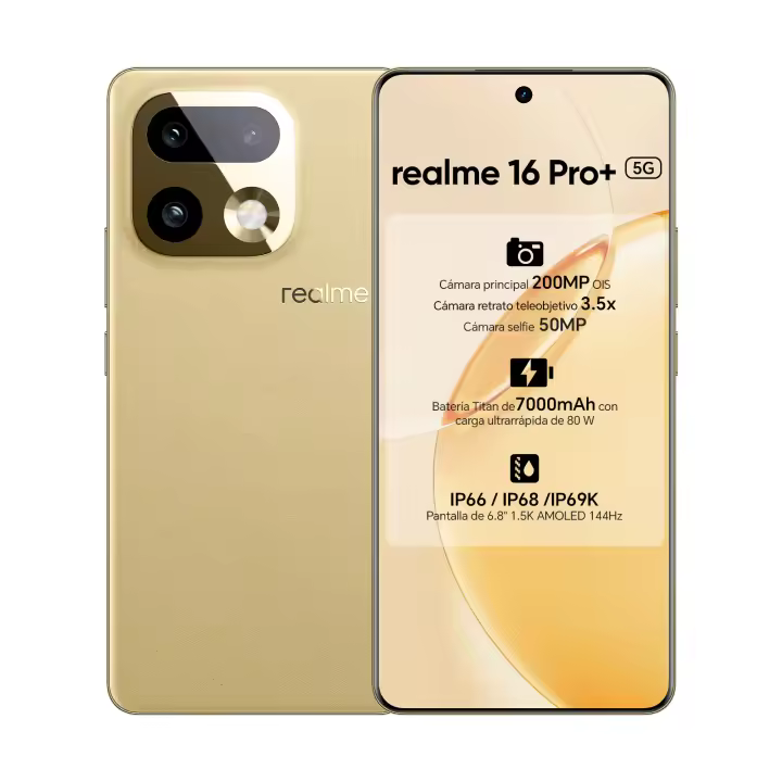 Teléfono-realme 16 Pro Plus 8GB+256GB/12GB+512GB 5G,Snapdragon 7 Gen 4,Batería 7000mAh Carga 80W,Cámara 200MP OIS 4K Video Selfie 50MP,Pantalla AMOLED 144Hz - 1