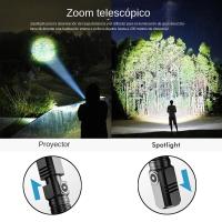 Linterna Mini LED Recargable XHP50 1500lm Fuerte Puede Apagarse Con Un Click Iluminación Al Aire Libre Impermeable Distancia De Iluminación > 500 Metros Aleación De Aluminio Negro - details 5