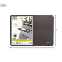 Aktive - Mesa plegable rectangular, para barandilla balcón o terraza, color antracita, 60x40x60/67 cm, altura ajustable, 3 posiciones inclinación, tablero abatible, máx. 20 kg, acero y madera MDF, resistente y duradera, uso individual - details 7
