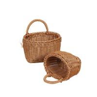 Cesta De Almacenamiento De Cocina Tejida a Mano Imitación Rattan Marrón Con Mango Para Verduras Frutas Flores Organizador Colgante - details 6