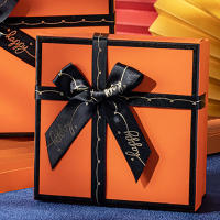 Caja De Regalo De Boda Naranja Con Lazo Caja De Regalo Premium Para Cumpleaños Y San Valentín Empaque De Regalos De Cartón - details 6