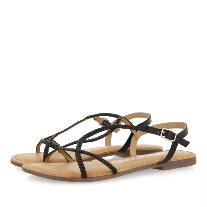 Gioseppo Sandalias de Piel Negras con Tiras Finas y Hebilla para Mujer - 1
