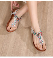 CA Sandalias de tacón de cuña huecas de gran tamaño 2025 con diamantes de imitación, zapatos bohemios cómodos para mujer, verano 363- - details 15