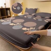 Sábana Redonda Moderna Y Sencilla De Tela Mate Con Estampado Geométrico 100% Poliéster 200 TC Fitted Sheet Para Cama Sin Almohadas - details 1