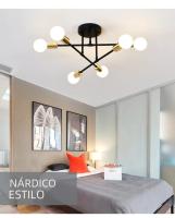 Lámpara De Techo Vintage Pendente Con Base E27 De 6 Cabezas En Negro/Blanco/Oro Para Sala De Estar Moderna Y Sencilla LED - details 8