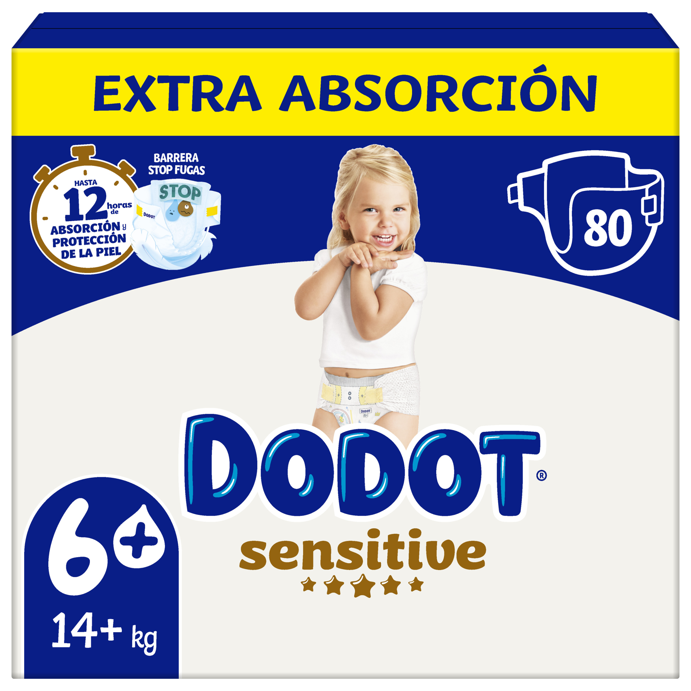 Dodot Sensitive Extra Pañal Bebé, Tallas 3+,4+,5+,6+ Pack mensual