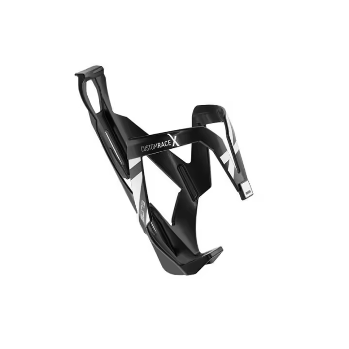 Elite - Portabidón Custom Race X para ciclismo, ultraligero de 29 g, fibra de vidrio reforzado, diámetro 74 mm, inserto de elastómero ajustable, negro brillo/blanco - 1