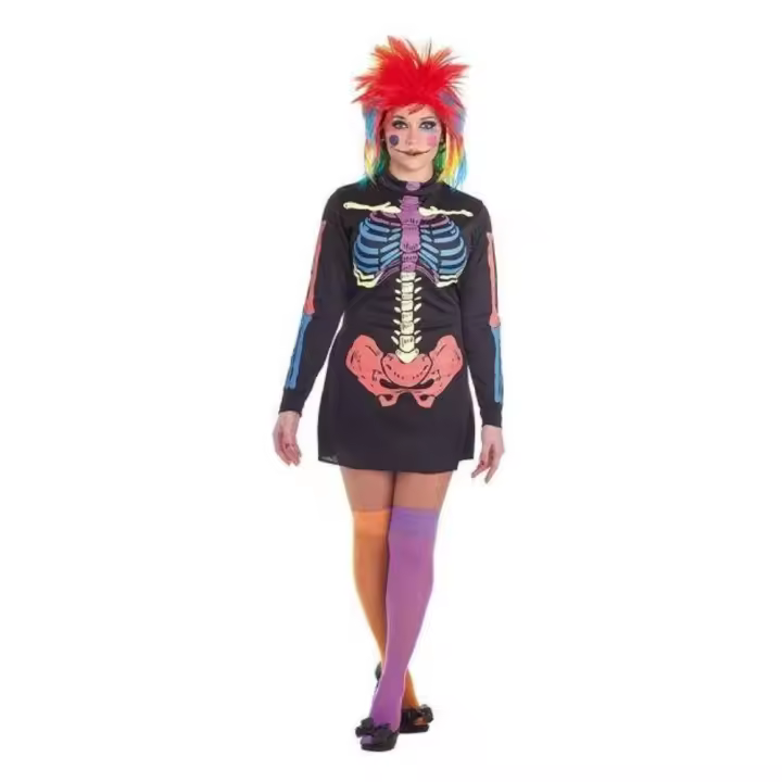 Disfraz adulto vestido esqueleto color mujer carnaval halloween Creaciones Llopis - 1
