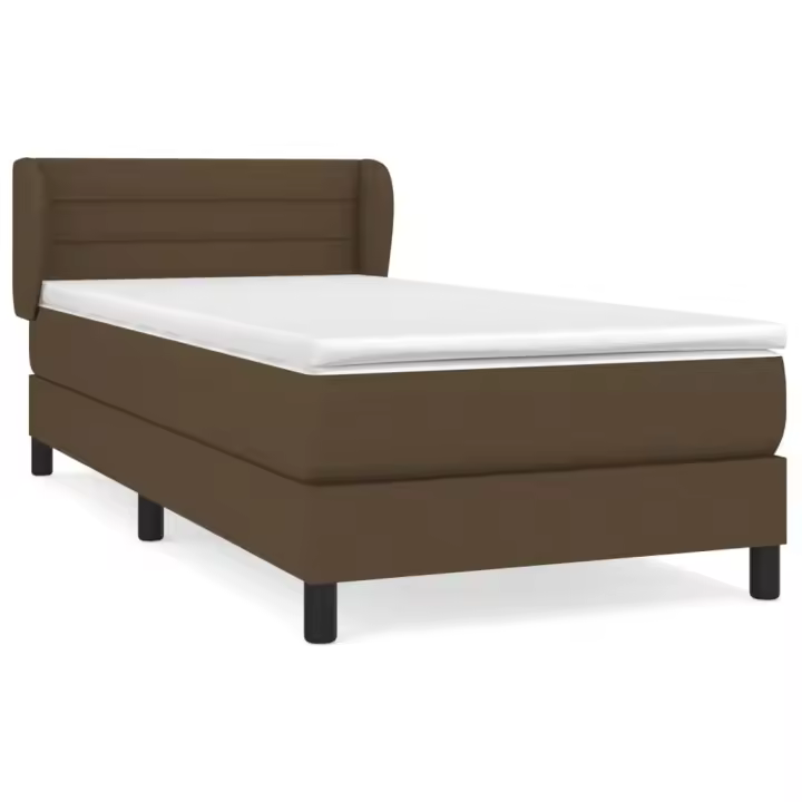vidaXL Cama box spring con colchón tela marrón oscuro 90x200 cm - 1