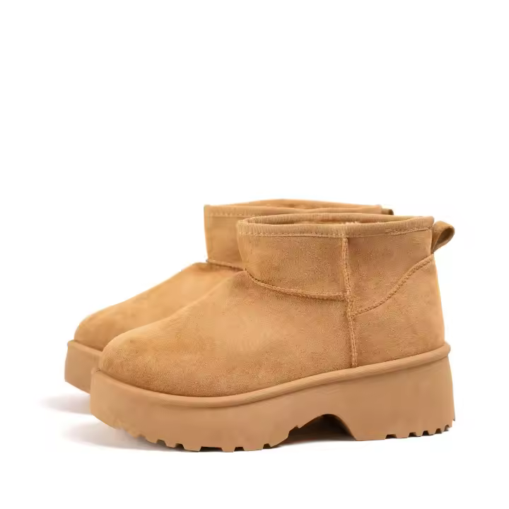 Botines de Borreguito sintético con Plataforma. Bota para nieve con Suela Dentada. Botas Cómodas de Invierno Mynzi - 1