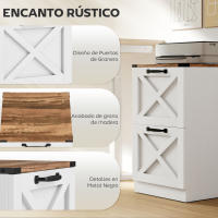 HOMCOM Cajonera Escritorio con Cajones, Cajonera de Oficina, Mueble Archivador, Soporte para Impresora, con Riel Colgante para A4 y Carta, Blanco - details 3