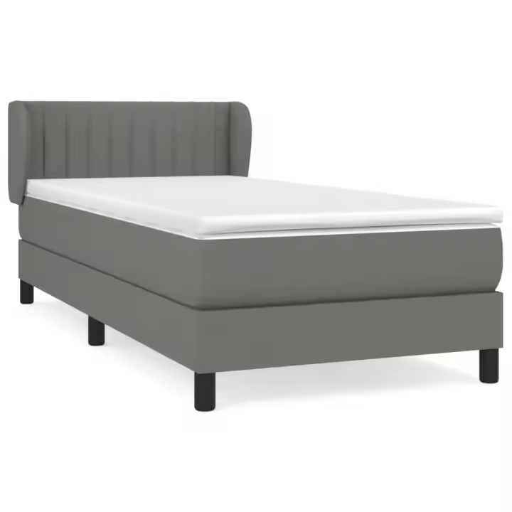 vidaXL Cama box spring con colchón tela gris oscuro 90x190 cm - 1