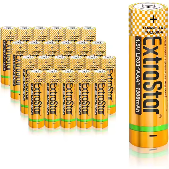 SET 24/48 Batería Alcalina Extrastar AAA LR03 1.5v 1300mah No7 Amplio rango de rendimiento, no recargable - 1