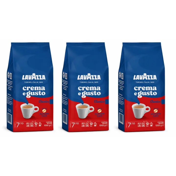 Lavazza, café en grano natural Crema e Gusto classico 3*1 kg - 1