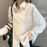 Blusa Blanca Para Mujer Xpqbb 2024 Manga Larga Cuello En V Casual Suéter De Solapa Blanca Abrigo De Verano De Primavera Otoño - details 8