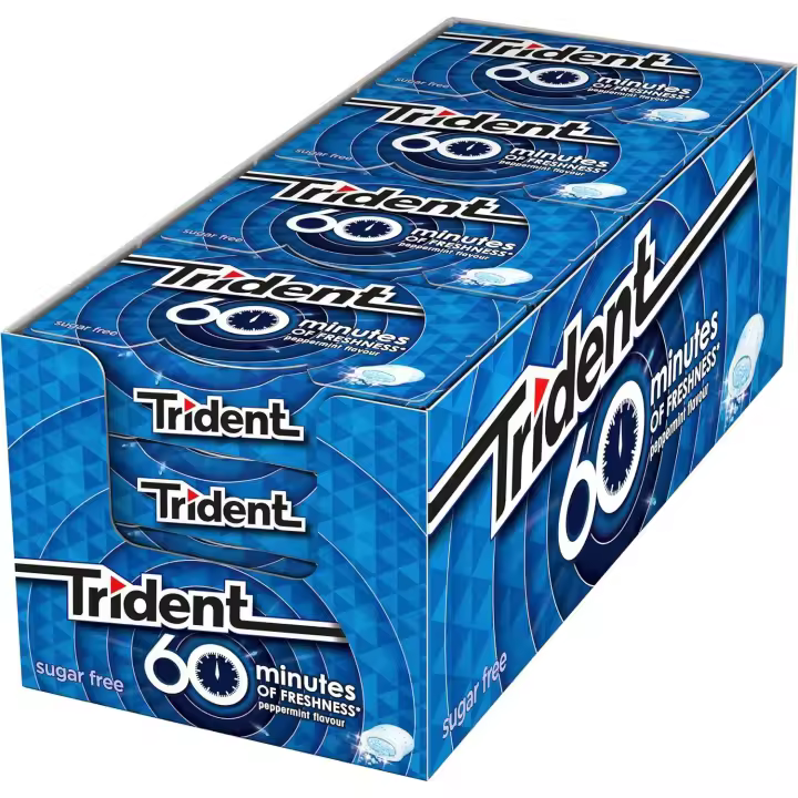 Trident Gragea Menta, Hierbabuena, Fresa 24 paquetes individuales - Trident 60 min Gragea Hierbabuena, Menta 16 paquetes individuales - 1