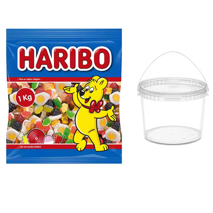 Haribo Gominolas Cocktail 1 kg – Surtido de Chuches Variadas – Cubo ADRI con Tapa y Asa - 1