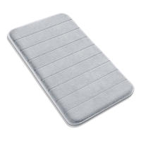 Alfombra De Piso De Espuma De Memoria Con Estampado Rayado Y Sólido Antideslizante Y Absorbente Para Baño Y Toilette - details 1