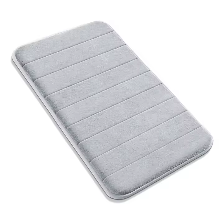 Alfombra De Piso De Espuma De Memoria Con Estampado Rayado Y Sólido Antideslizante Y Absorbente Para Baño Y Toilette - 1