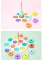 Juguete De Madera Para Educación Temprana Anillo Arcoíris Conciencia De Colores Entrenamiento De Coordinación Mano-ojo Y Clasificación De Columnas - details 10