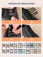1 Par De Cordones Elásticos De Solado Rápido Para Zapatillas Casuales Y Corridas Color Negro Blanco Gris Cómodos Duraderos Y Lavables - details 2