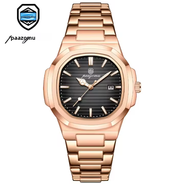 Reloj De Pulsera Para Hombre PAAZOMU Lujo Resistente Al Agua Con Luz Luminosa Cronógrafo Acero Inoxidable Reloj De Cuarzo - 1