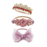 3pcs Diademas De Nylon Para Bebés Niñas Con Flores Y Lirios Coloridos Hechos a Mano Estilo Temporal Moda Cumpleaños - details 6