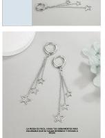 Pendientes De Aro Con Tres Estrellas Elegantes Para Mujer 925 Plata Esterlina Joyería De Fiesta Largo Con Borla Adorno De Moda - details 8