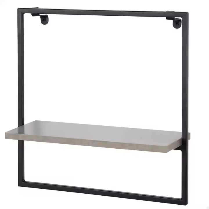 Max Home - Estantería de pared, rectangular, 35x12x35 cm, soporta hasta 3 kg, con balda, decorativa, estructura metálica negra, salón, entrada, cocina, dormitorio - 1