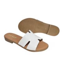 Sandalia Plana Mujer Piel Blanco Coco Referencia: 68946 Blanco coco S@KUT Sandalia plana confort de mujer en piel charol blanco con grabado coco. Plantilla acolchada y forro en micro fibra transpirable. - details 8