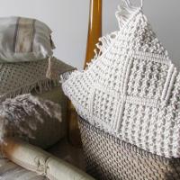 Cojín Decorativo 42x42 cm Macramé Blanco Alo Home Hecho a Mano con Relleno Lavable - details 3