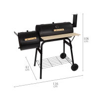 Aktive - Barbacoa de carbón con termómetro, metal, 116x61x106 cm, con sistema de ventilación y chimenea, 2 ruedas, fácil transporte, de exterior, para terraza, para balcón, bowl para líquidos, Bbq - details 3