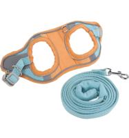 Correa para Gatos, Suave, Transpirable, Mantiene a La Mascota Cómoda, Color Bloqueado, Reflectante, Ajustable, a Prueba de Escape, Chaleco Pequeño para Caminar, Trotar(Azul Naranja M) - details 0