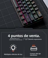 Teclado Mecánico De Juego USB MUCAI MK61 61 Teclas Cable Desmontable RGB Retroiluminado Intercambiable Rojo Axis Hot Swap - details 1