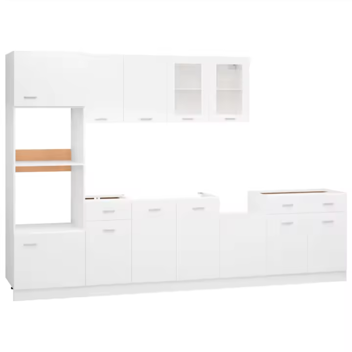 vidaXL Conjunto de armarios de cocina de 7 piezas "Lyon" de madera de ingeniería blanca - 1