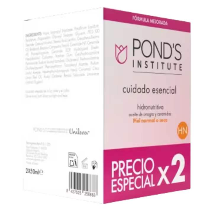POND’S Cuidado Esencial Hidronutritiva HN crema facial para piel normal-seca 2 tarros de 50 ml / Unidad - 1