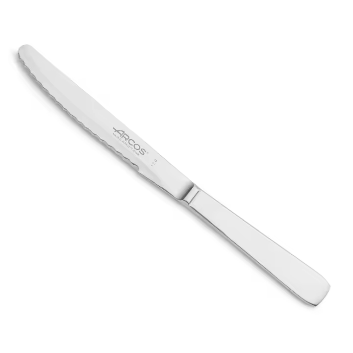Arcos Cuchillo de Mesa de Acero Inoxidable - Hoja Serrada 110 mm para Postre - Monoblock, Mango Ergonómico - Serie Cuchillos de Mesa - 1