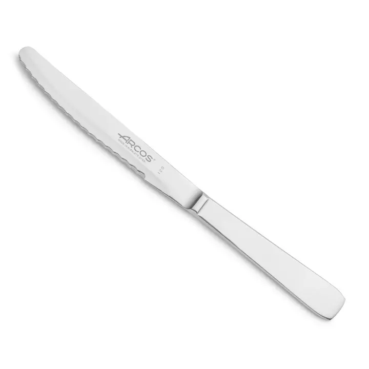 Arcos Cuchillo de Mesa de Acero Inoxidable - Hoja Serrada 110 mm para Postre - Monoblock, Mango Ergonómico - Serie Cuchillos de Mesa - 1