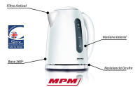 MPM MCZ-85/B2 Hervidor de Agua Eléctrico Inalámbrico. 1,7 Litros, Base 360º, Filtro Anti Cal Desmontable, 2200W, Rojo MPM MCZ-85/B2 Hervidor de Agua Eléctrico Inalámbrico. 1,7 Litros, Base 360º, Filtro Anti Cal Desmontable, 2200W, Rojo