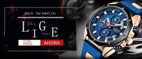 Reloj Deportivo De Lujo Para Hombre LIGE 2025 Reloj De Cuarzo Impermeable Con Cronógrafo Y Fecha Correa De Silicona Moda Casual - details 0