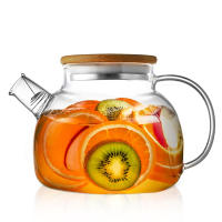 Tetera De Vidrio Borosilicato 1L/1.8L Con Tapa De Bambú Y Filtro Removible Para Oficina Y Hogar Kettle De Té Transparente - details 0
