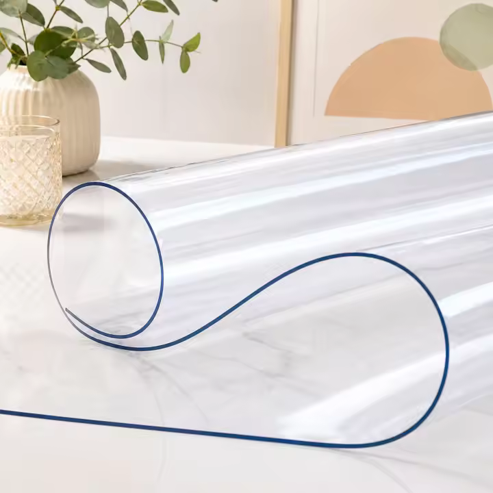 Protector de Mesa Transparente de PVC, Mantel Grueso 1,5 mm para Mesa Rectangular y Redonda, Impermeable, Adaptable, Resistente y Anti manchas. Variedad de Medidas - 1