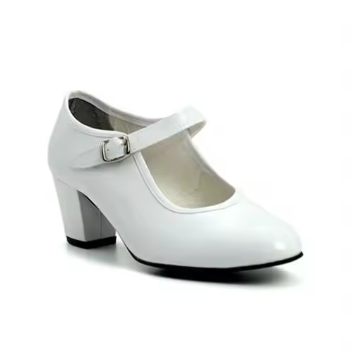 Zapato flamenco Pasos de Baile 15 Blanco con hebilla. Hecho en España. - 1