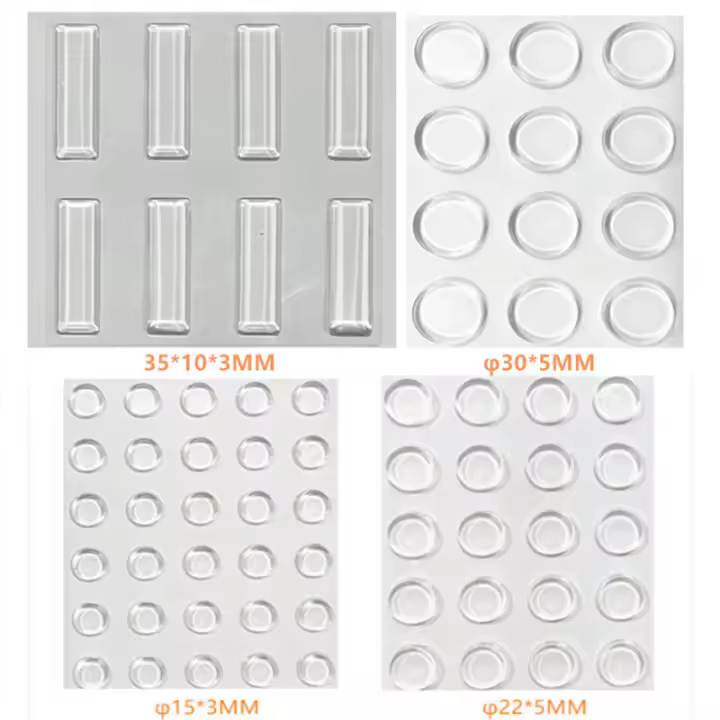 Parachoques De Puerta Antideslizante Redondo Transparente De Silicona Suave Autoadhesivo Protector De Pared Y Manija - 1