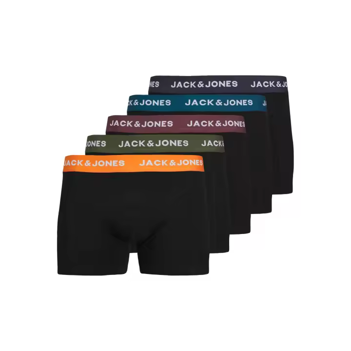 Jack & Jones Hombre Boxer Calzoncillos Pack 5 unids SerieTrunks Mod JCOLIVER , composición 95% algodón y 5% elastano Cintura Elástica REF 259097 - 1