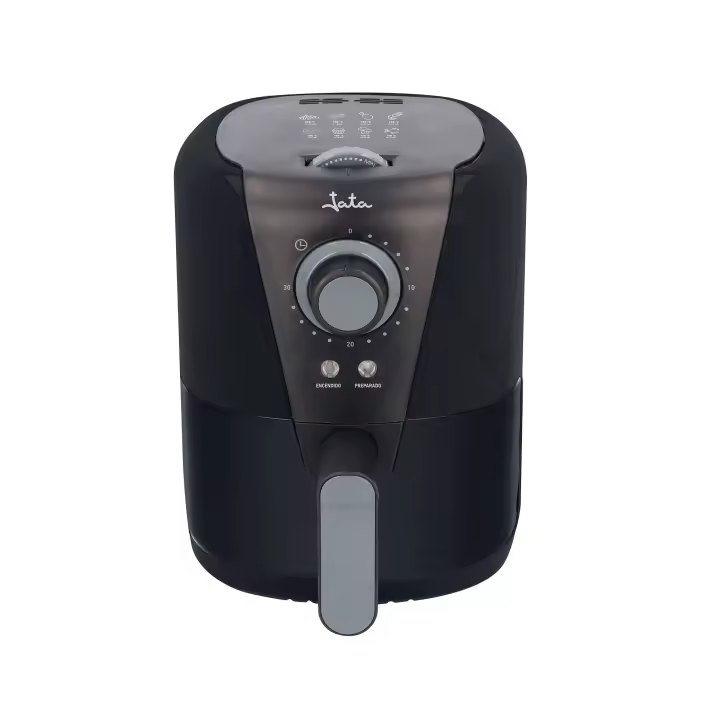 JATA Freidora de aire sin aceite con cestillo de 1.5 l, Temperatura de 80 a 200º, Cestillo antiadherente y apto para lavavajillas, Temporizador de 30 minutos, Diseño compacto, Color Negro - JEFR1221 - 1