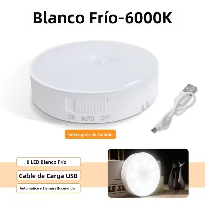 Lámpara Nocturna LED Recargable USB Con Sensor De Movimiento Para Emergencias En WC Pasillos Escaleras Armario Cocina Dormitorio - 1
