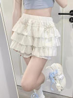 Falda Mini De Encaje Con Volantes Y Shorts Integrados Estilo Kawaii Lolita Jirai Kei Para Mujer Suave Y Dulce Con Volantes Multicapa - details 14