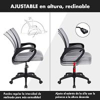 T-LoVendo Silla de Oficina o Escritorio ergonómica con Soporte Lumbar, Malla Transpirable, Regulable en Altura, Ruedas antiarañazos, Color Gris - details 5