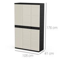 Armario Multiusos de 3 Puertas con 4 Baldas - 176 x 105 x 41 cm - Beige / Negro Recamania Plastiken - details 0